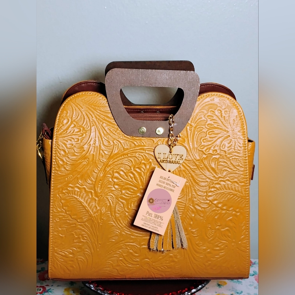 Embossed Tan Bag
